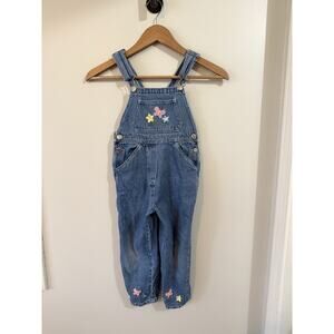 Vintage YTK Embroidered Flower Butterfly Details Denim Overalls For Girls 4T